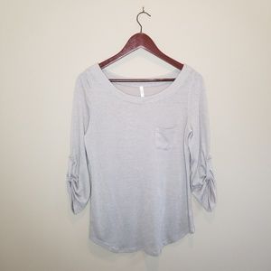 DNA Couture Draped Scoop Neck Jersey Top • SZ L